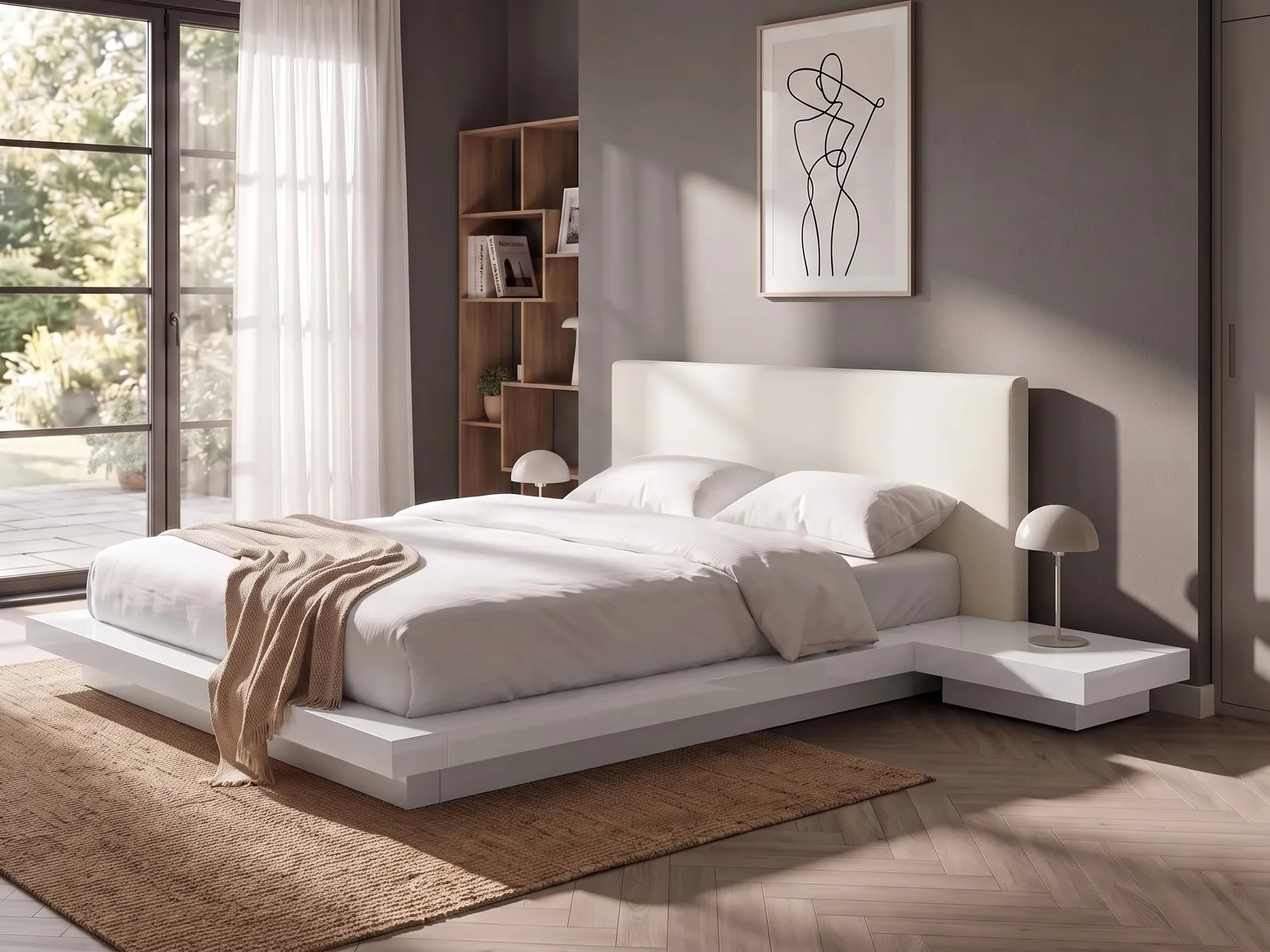 Bett mit Lattenrost ZEN 160 x 200 cm Weiß_751585