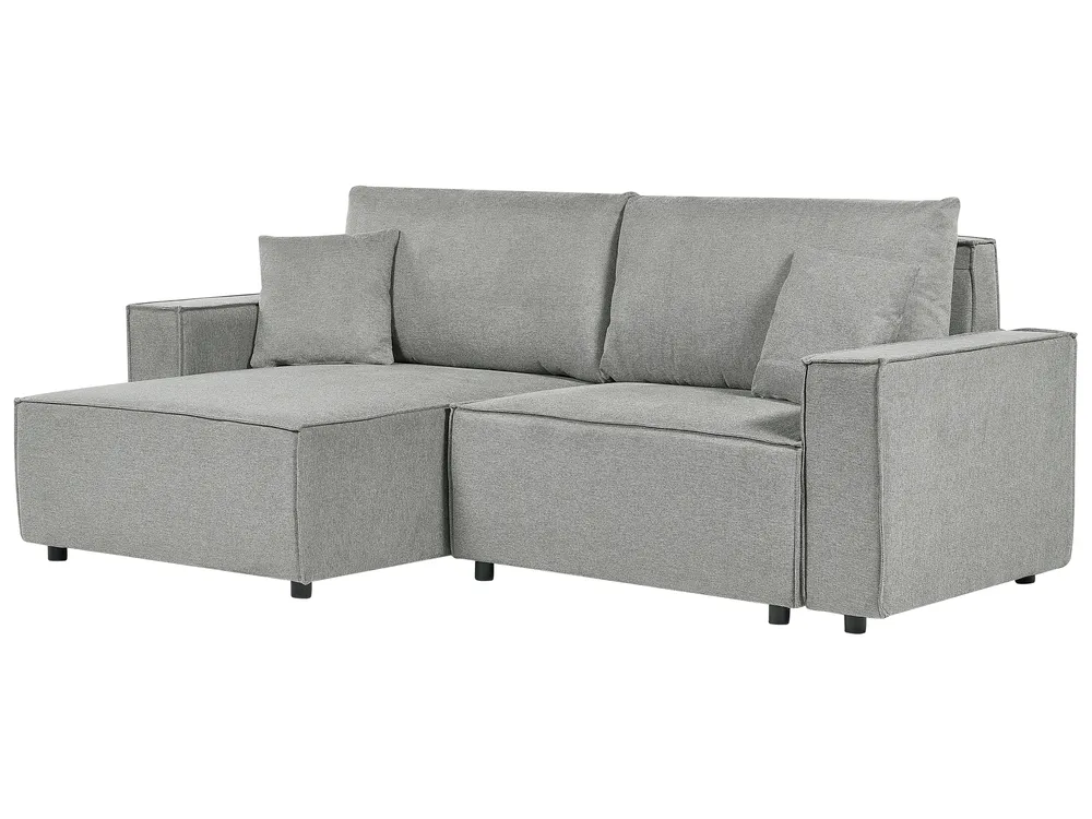 Corner Sofa Bed 3 Seater KARILA with Storage Fabric Grey Right Hand_886075