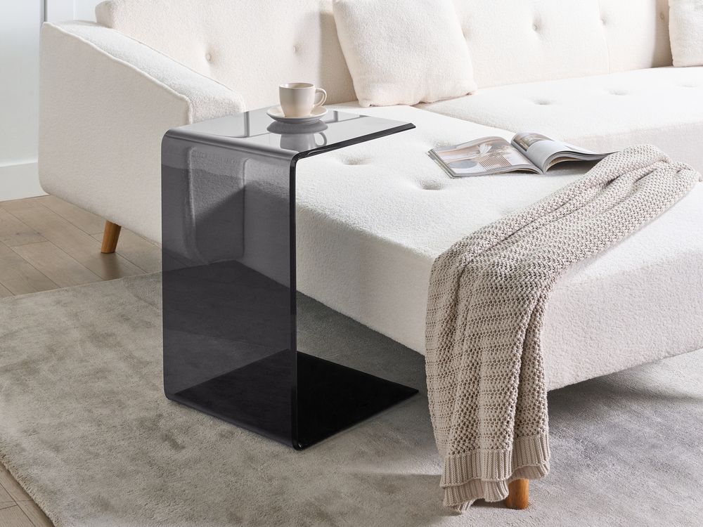 Beistelltisch LOURDES Sicherheitsglas Schwarz