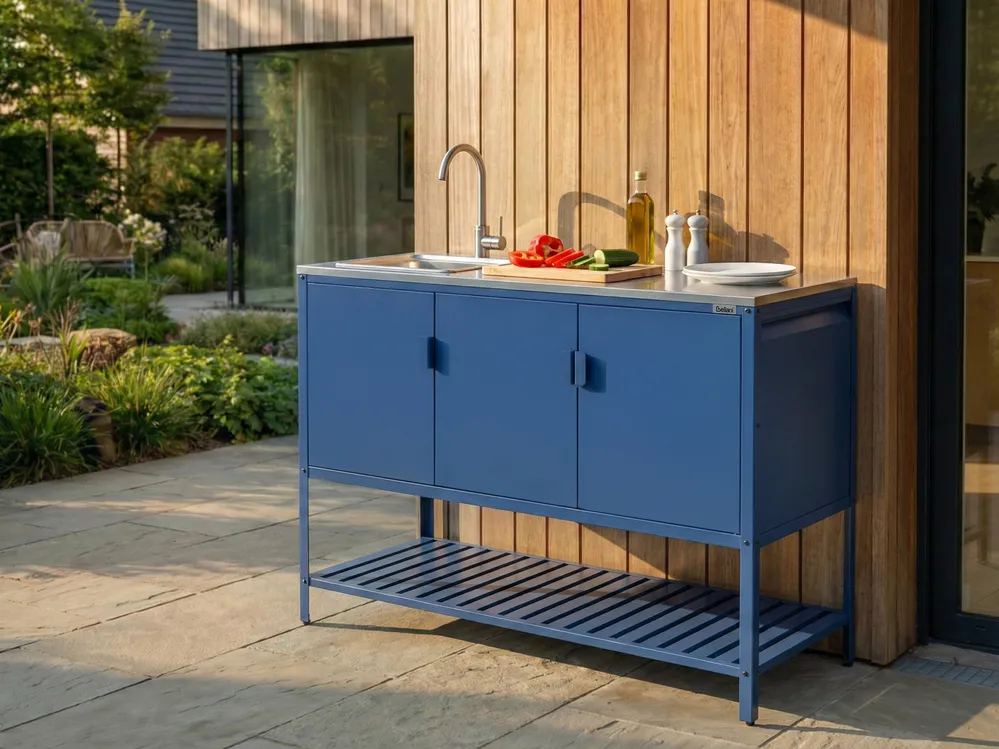 Outdoor-Küchenschrank mit Spüle MAENZA Blau Metall
