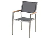 Garden Dining Set 6 Seater GROSSETO Tempered Glass Grey/ Black_677259