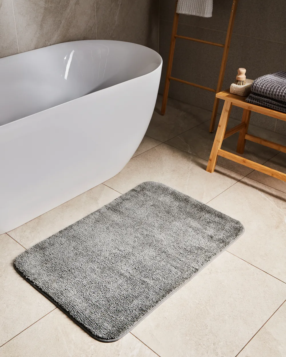 Badematte URLANA Grau 60 x 90 cm Mikrofaser