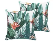 Lot de 2 coussins d'extérieur NANDINA Motif de plante 45 x 45 cm Vert_1125344