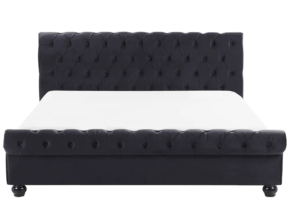 Wasserbett Samtstoff AVALLON 140 x 200 cm Schwarz_846726