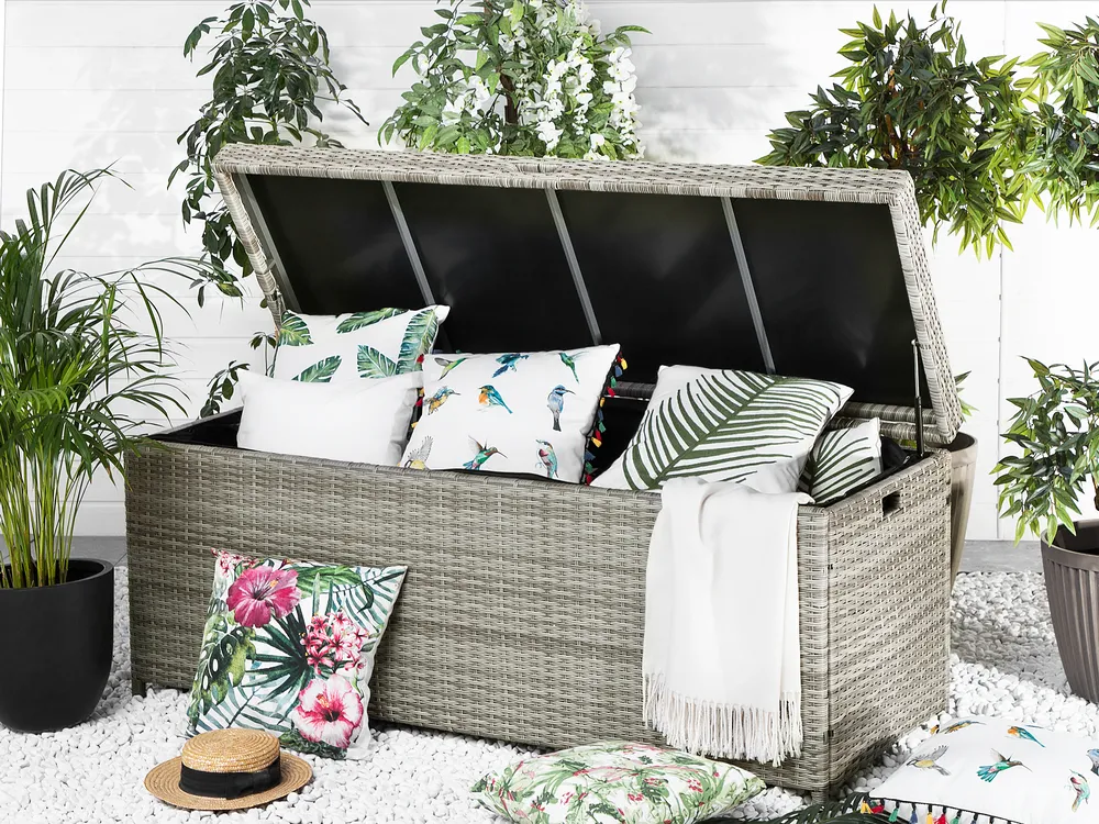 Aufbewahrungsbox MODENA 158 cm 63 cm Polyrattan Grau