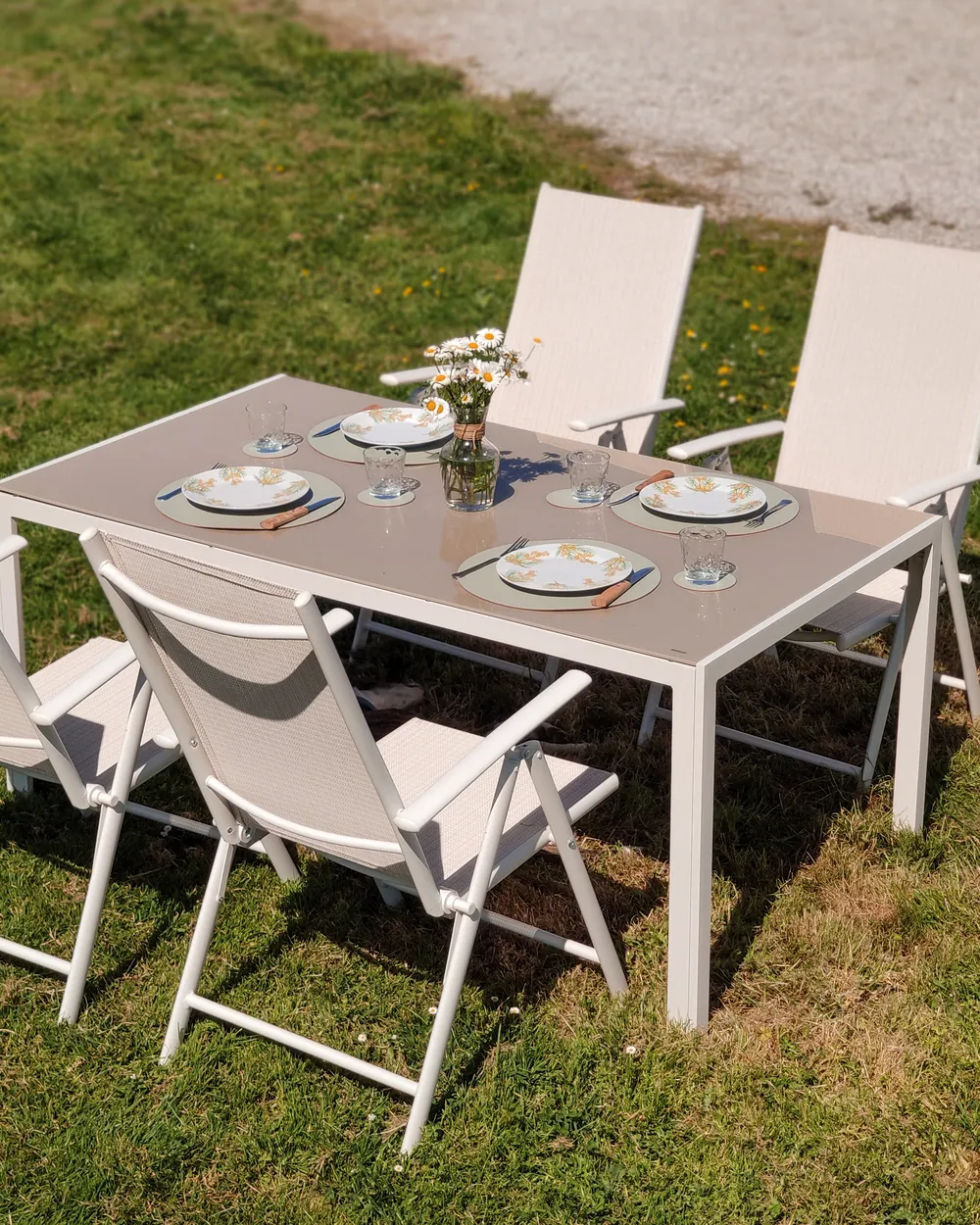 Gartenmöbel Set 6-Sitzer CATANIA Metall Beige_922956
