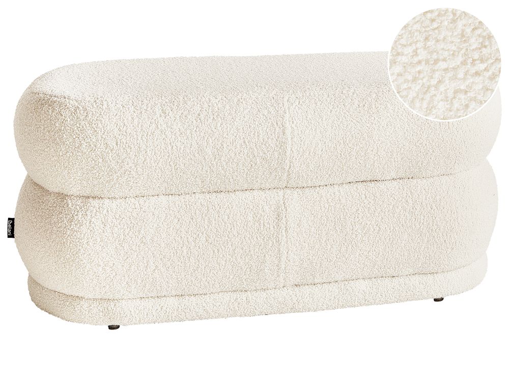 Banc rembourré ELLENDALE Bouclé Blanc cassé
