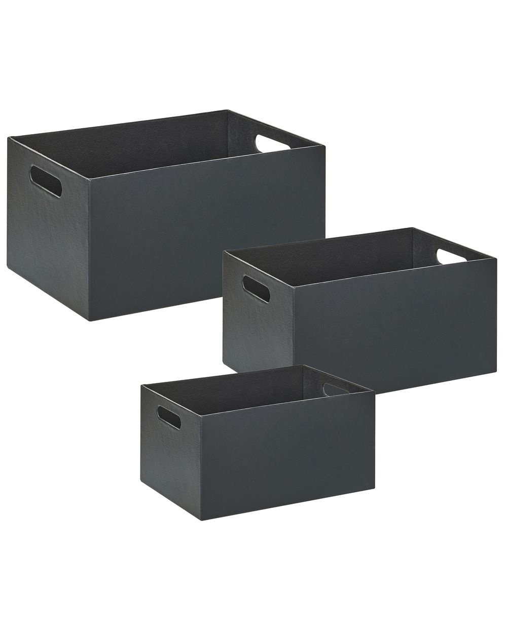 Set van 3 dozen LARSA Kunstleer Grafietgrijs