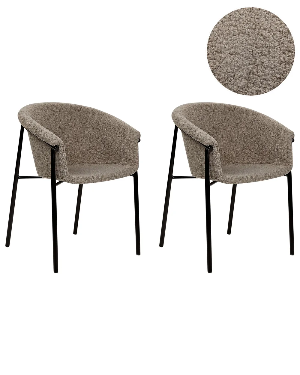 Esszimmerstuhl 2er Set AMES Bouclé Taupe