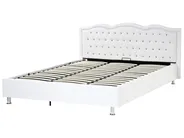 Bett mit Stauraum METZ Kunstleder Weiß 180 x 200 cm_240303