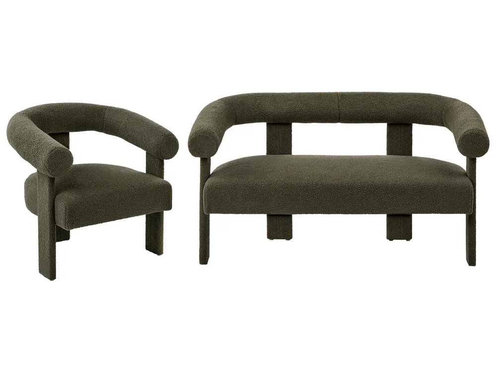 Sofa Set ILBRO Bouclé Dunkelgrün_1059172
