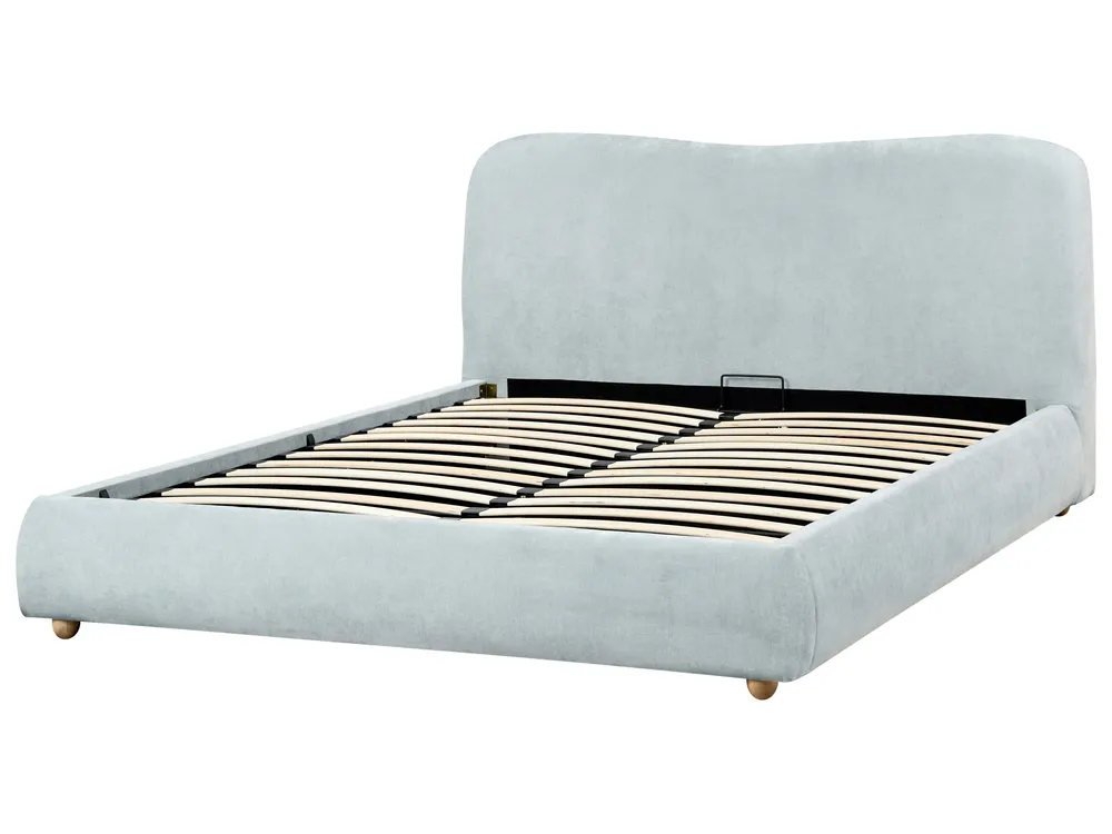 Bett mit Stauraum BLAGNAC Chenillegewebe Hellblau 160 x 200 cm_971856