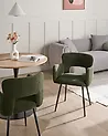Esszimmerstuhl 2er Set SANILAC Bouclé Dunkelgrün