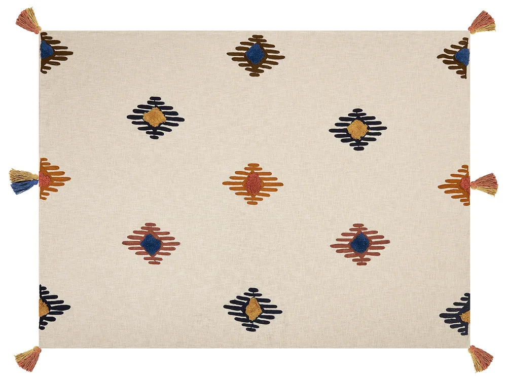 Blanket MUNGER Cotton 130 x 180 cm Beige_829271