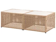 Garten Ecksofa mit Tisch 6-Sitzer OMEGANA modular Polyrattan Hellbeige_1040945