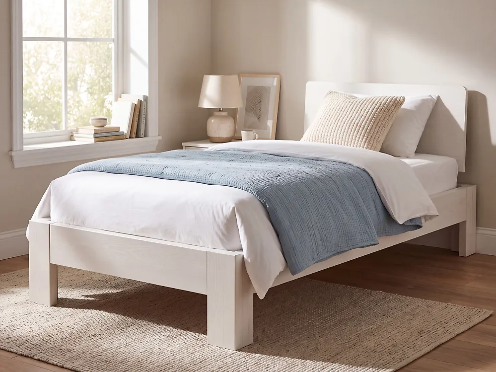 Bett mit Lattenrost Kiefernholz ROYAN 90 x 200 cm Weiß_1175060