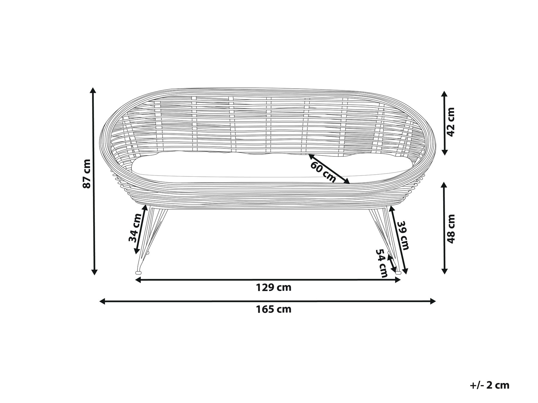 Gartensofa 2-Sitzer MARATEA Rattan Naturfarben_878439