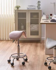Saddle Stool DUMONT Faux Leather Pastel Pink_1072583