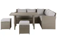 Lounge Set mit Tisch und Ottomane 5-Sitzer BARDI inkl. Kissen Polyrattan Taupe_820381