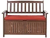 Garden Bench with Cushion SOVANA 120 cm with Storage Acacia Wood Red