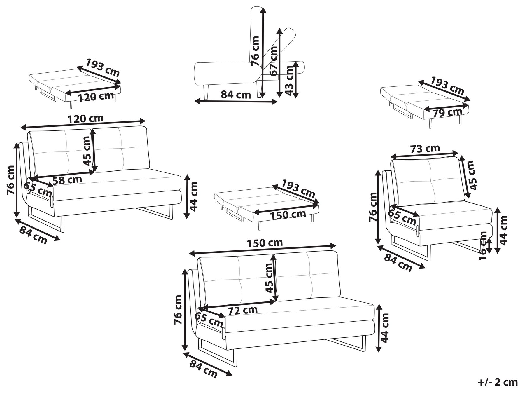 Sofa Set 6-Sitzer JERSLEV Stoff Blau_1013799