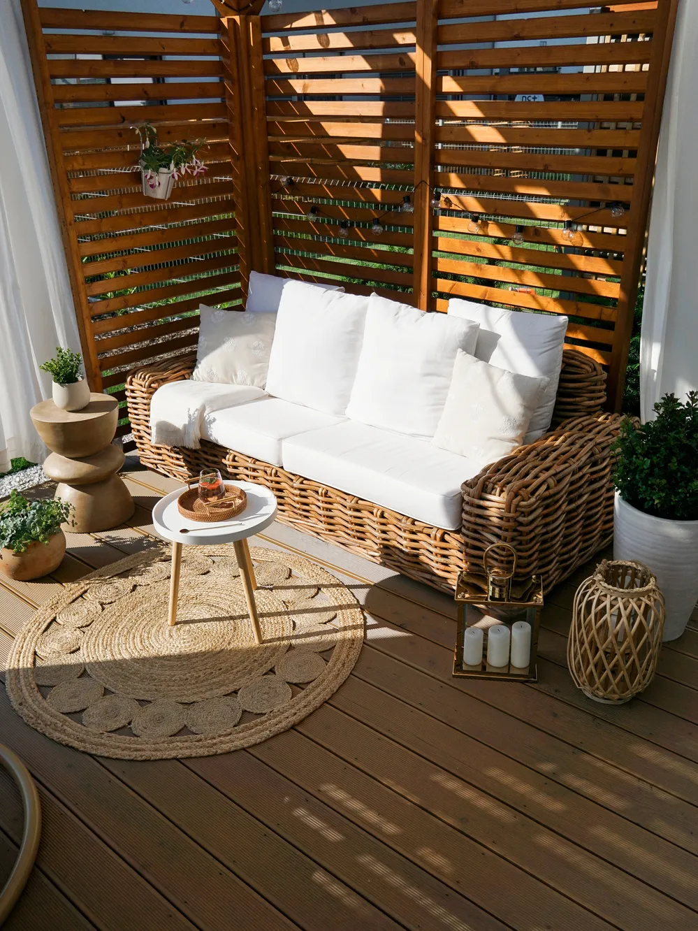 Gartensofa 3-Sitzer FORLI Rattan Naturfarben_824820