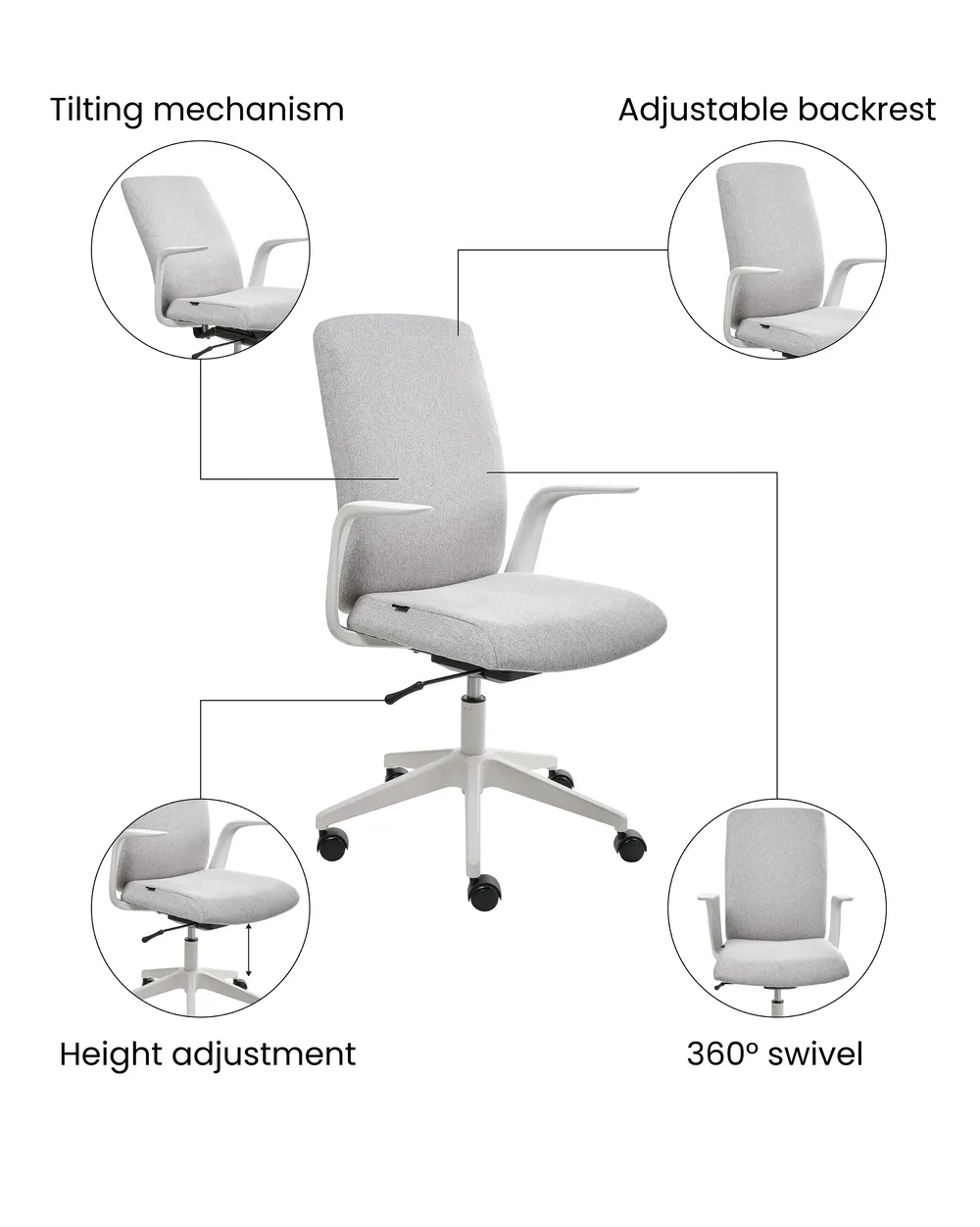 Office Chair CAPTAIN Fabric Light Grey_1073365
