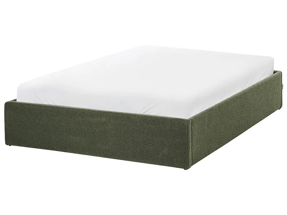 Ottoman Bed without Headboard DINAN Boucle Dark Green 120 x 200 cm (EU Small Double)_1188252