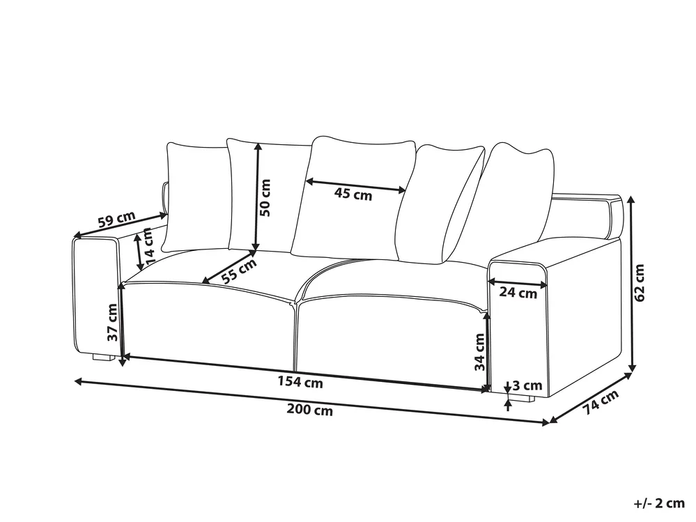 Sofa 3-Sitzer VISKAN Cord Hellbeige_933833