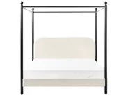 Four Poster Bed Boucle DANNEMOIS 160 x 200 cm (EU King Size) Off-White_960945