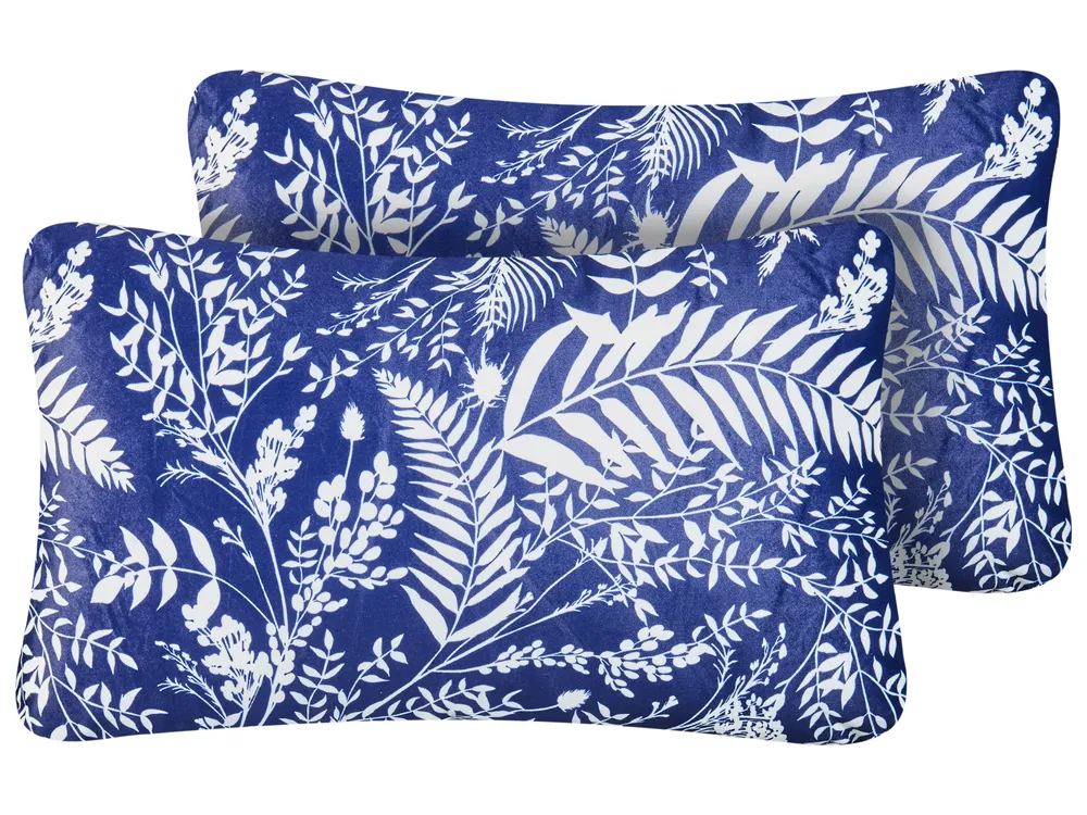 Gartenkissen 2er Set GLIMMER Pflanzenmuster 30 x 50 cm Blau