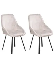 Esszimmerstuhl 2er Set TERLTON Samtstoff Hellbeige_1041267