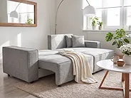 Eckschlafsofa KARILA mit Stauraum Stoff Grau linksseitig_1154544