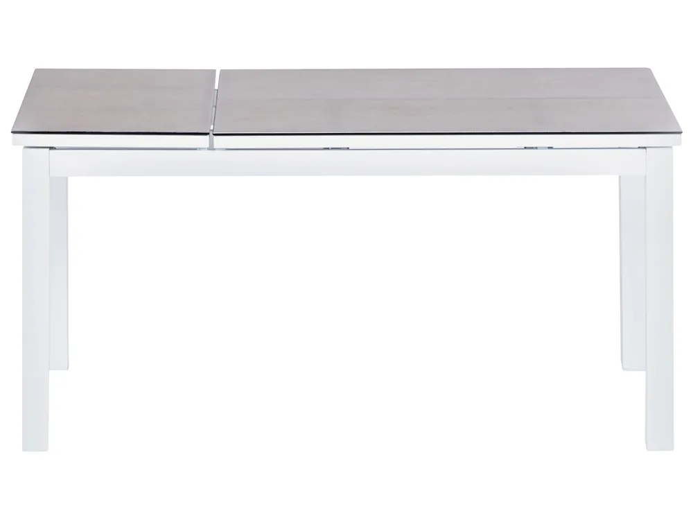 Garten Ecksofa mit Tisch 5-Sitzer MESSINA Metall Cremeweiß linksseitig_929614