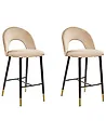 Set mit 2 Barstühlen FALTON Samtstoff Beige