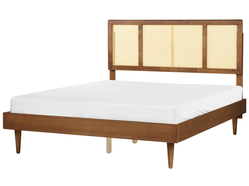 Bett mit LED Rattan AURAY 160 x 200 cm Braun_943908