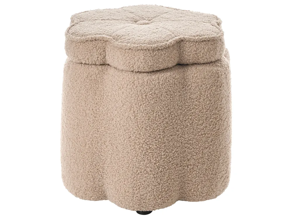 Kids Storage Pouffe FLOWER Flower Boucle Beige_1085299