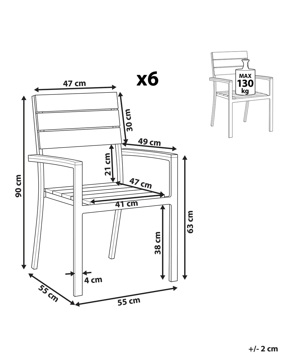 Gartenstuhl 6er Set COMO Grau_741489