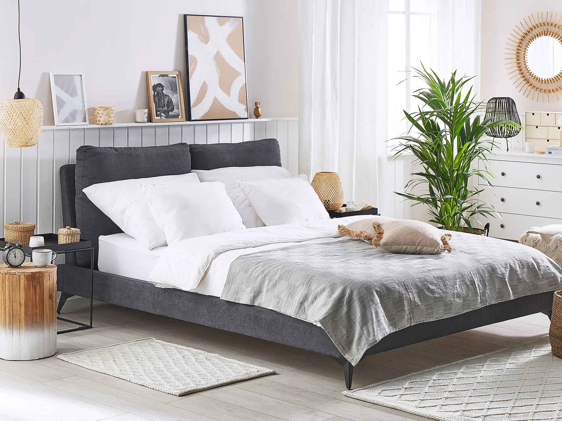 Bett mit Lattenrost Samtstoff MELLE 160 x 200 cm Dunkelgrau_791192