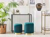 Pouf mit Stauraum 2er Set MIRAMAR Samtstoff Blaugrün