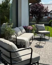 Gartensofa Set 5-Sitzer PONZONE Metall Hellbeige_1016924