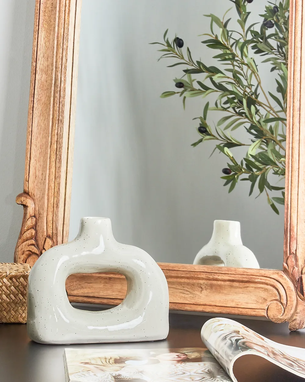 Flower Vase MOONEYE 19 cm Stoneware Off-White_935231