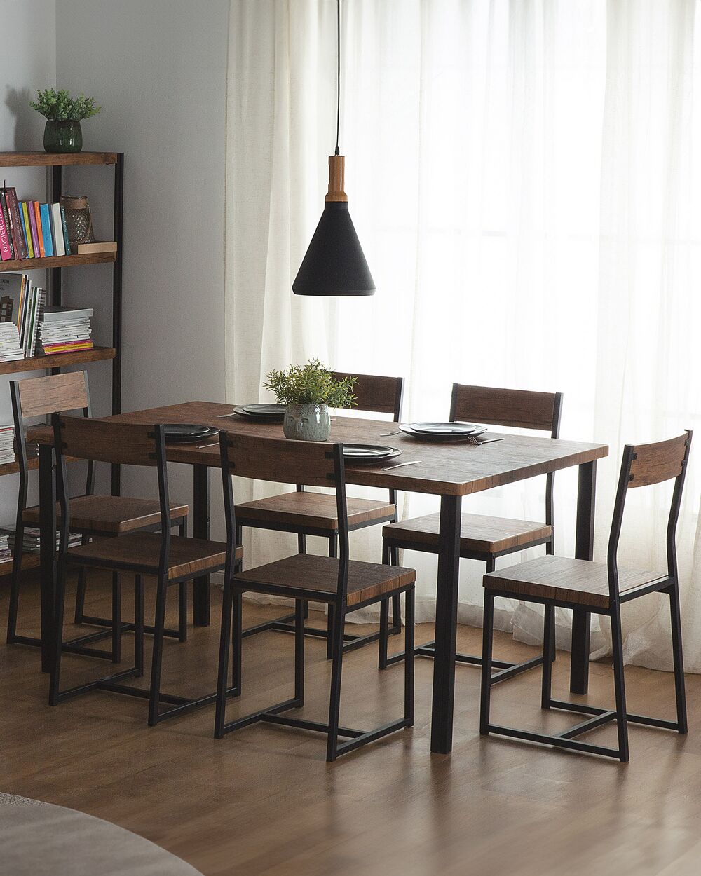 Set van 6 eetkamerstoelen LAREDO Bruin/zwart