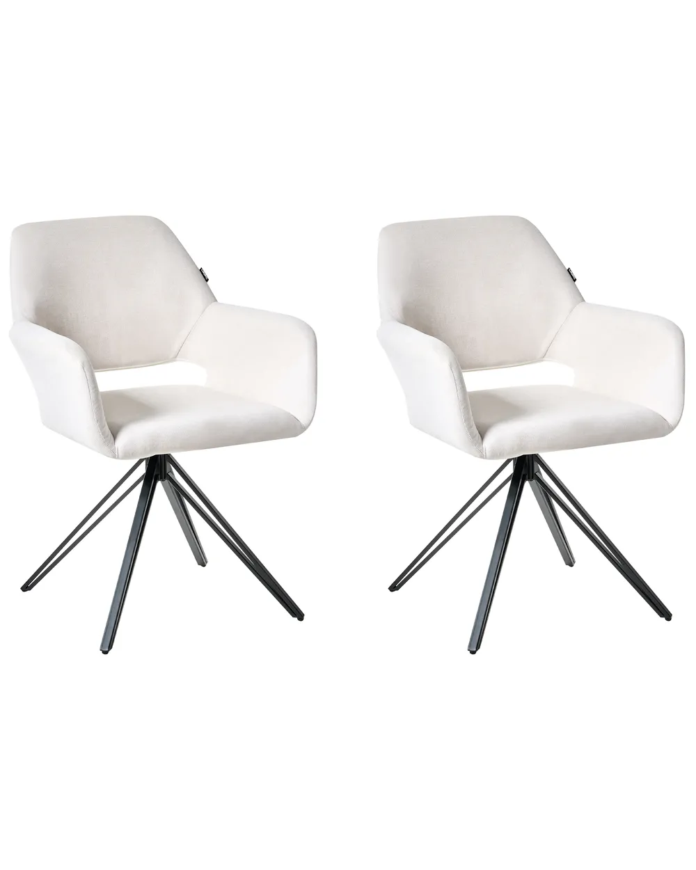 Esszimmerstuhl 2er Set CINEY Stoff Cremeweiß