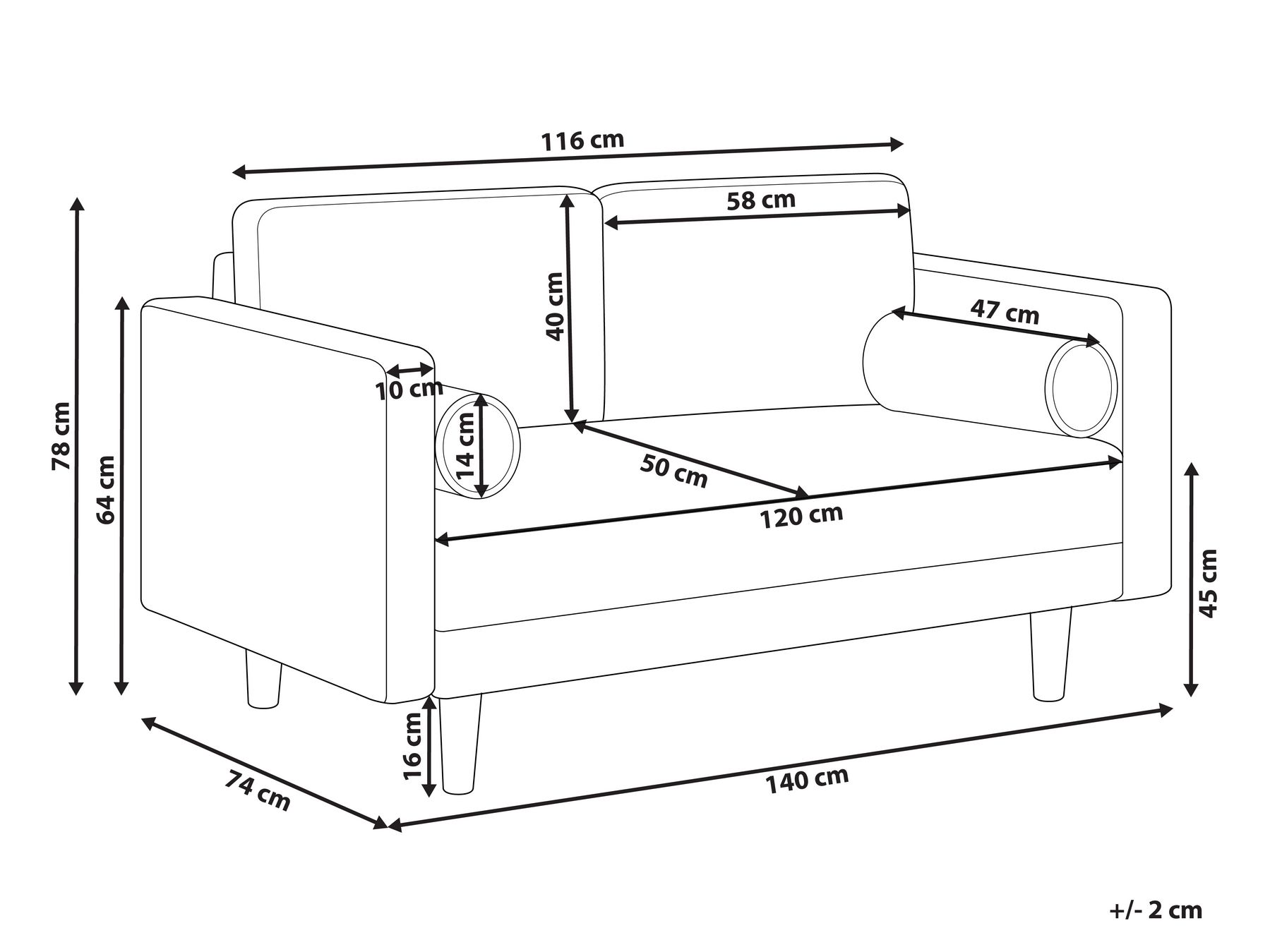 Sofa 2-Sitzer NURMO Stoff Taupe_896355