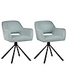Esszimmerstuhl 2er Set drehbar LOURES Stoff Hellblau