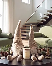 Weihnachtsdekoration 2er Set ILOMANTSI 35/38 cm Zwerg Beige_1174041