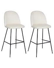 Set of 2 Bar Chairs ARCOLA Velvet Off-White_1185023