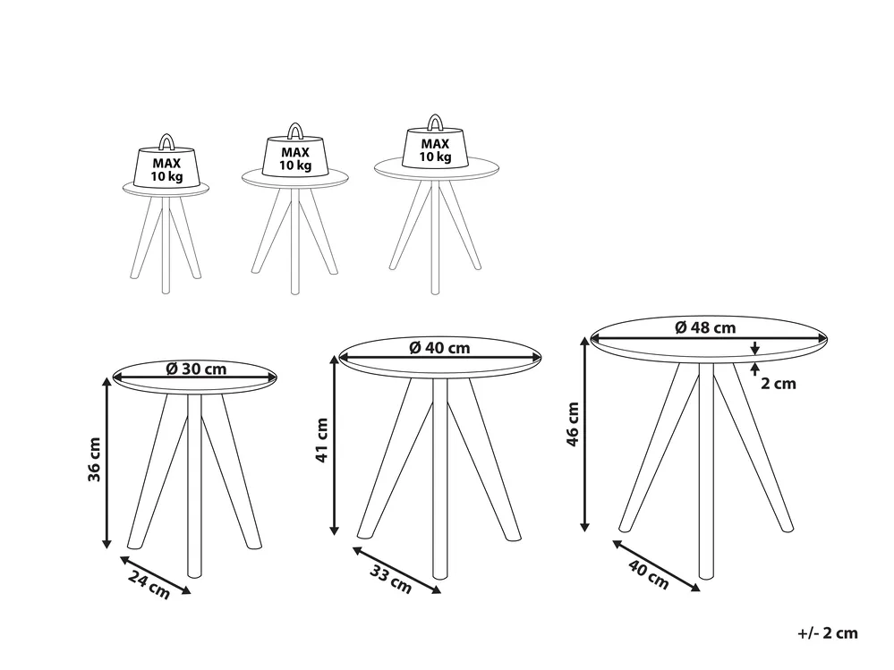 Set of 3 Coffee Tables VEGAS Grey_814970