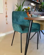 Set of 2 Dining Chairs LOVERNA Corduroy Dark Green_953763